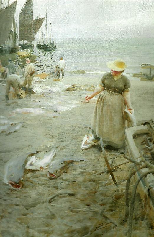 Anders Zorn fiskmarknad i st. ives France oil painting art